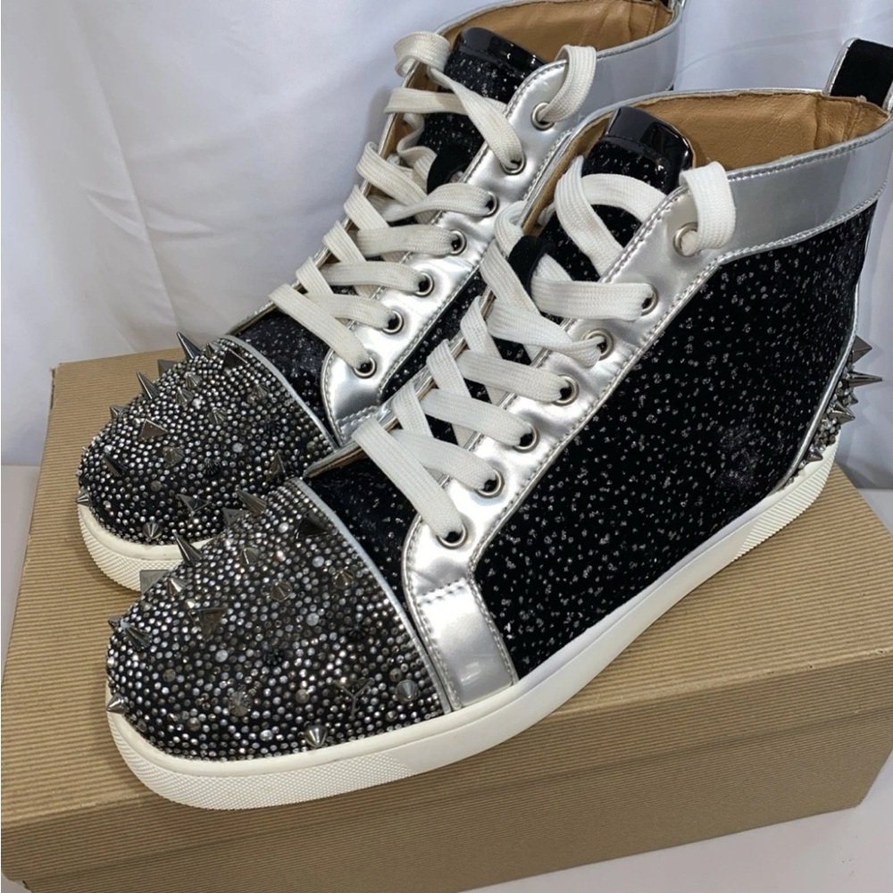 Christian Louboutin Pik Pik 2 Black and Silver Spiked Star Sneakers